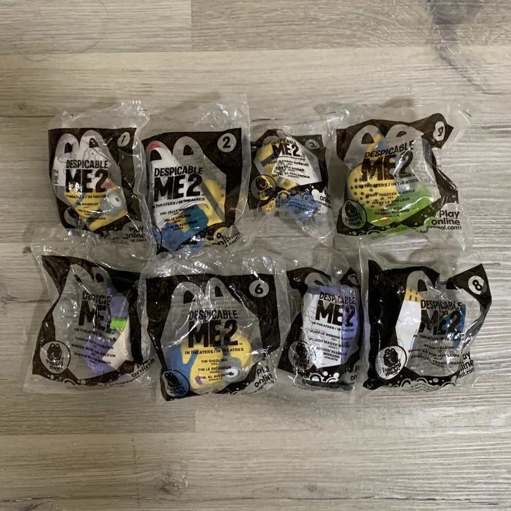 NEW McD Set of Minions Despicable Me 2 Happy Meal Toys no1 - 8 (8pcs)